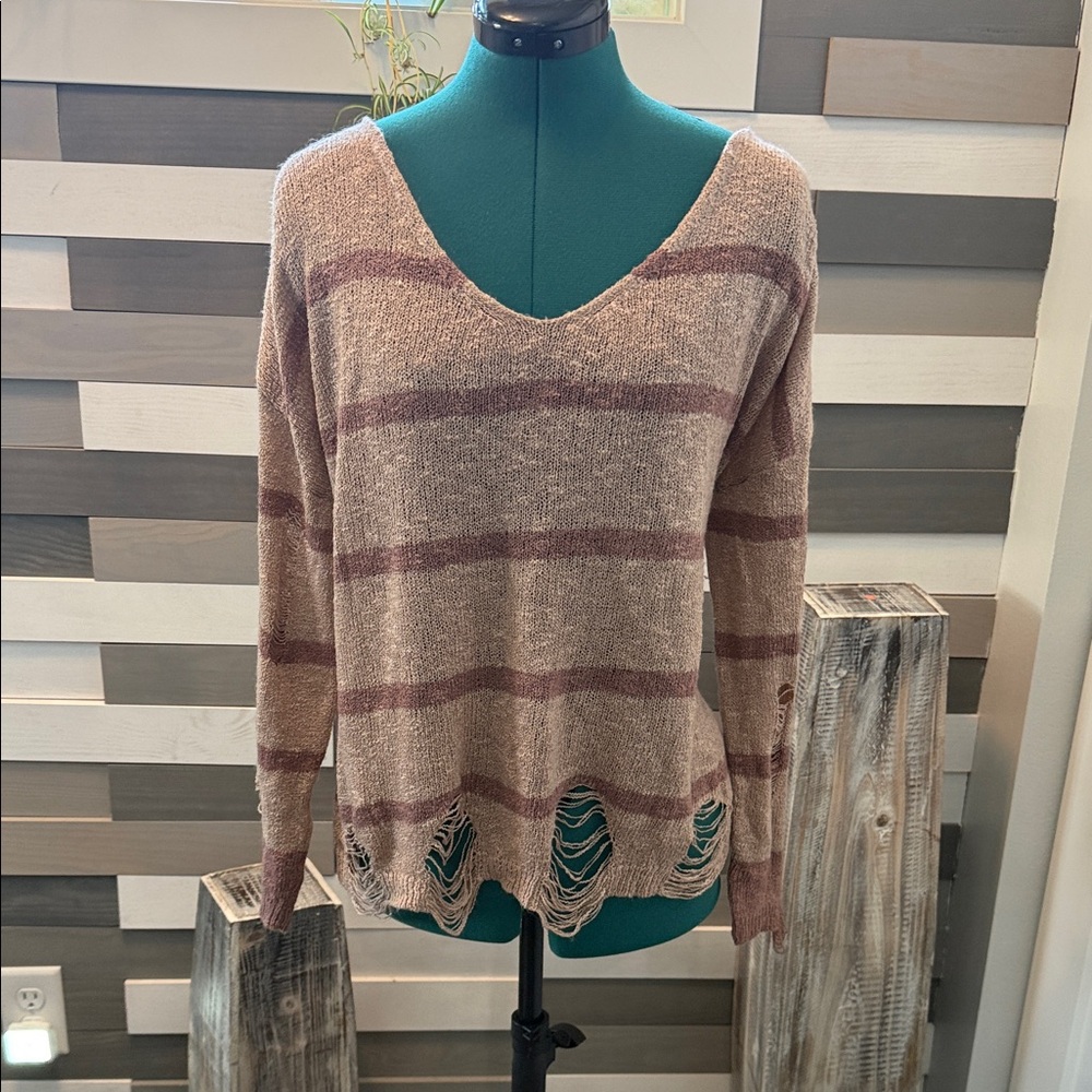 Daytrip Mauve and Pink Knit Sweater
